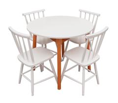Jogo De Jantar Colonial Brisa Mesa 90cm Com 4 Cadeiras Em Madeira Rustica ( REDONDA )