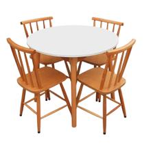 Jogo De Jantar Colonial Brisa Mesa 90cm Com 4 Cadeiras Em Madeira Rustica ( REDONDA )