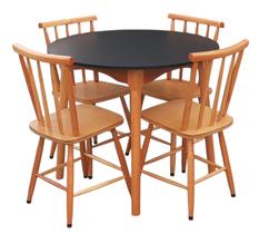 Jogo De Jantar Colonial Brisa Mesa 90cm Com 4 Cadeiras Em Madeira Rustica ( REDONDA )