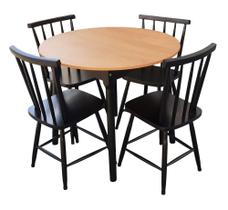 Jogo De Jantar Colonial Brisa Mesa 90cm Com 4 Cadeiras Em Madeira Rustica ( REDONDA )