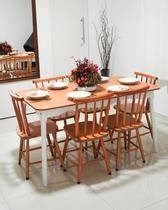 Jogo De Jantar Colonial Clássico Mesa 140x80 6 Cadeiras Mel Cozinha