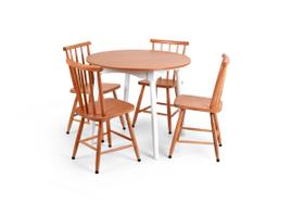 Jogo De Jantar Colonial Clássico Mesa 4 Cadeiras Redondo Branco/Mel - TreeArbor