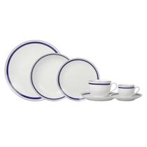 Jogo de Jantar em porcelana Silver Rim L'Hermitage Très Classique 42 peças azul Jogo de Jantar em porcelana Silver Rim L'Hermitage Très Classique 42 peças azul