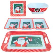 Jogo de Jantar / Entradas Natalino 10 Peças Papai Noel Ho Ho Ho Melamina (Produto Sintético)
