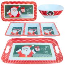 Jogo de Jantar / Entradas Natalino 12 Peças Papai Noel Ho Ho Ho Melamina (Produto Sintético)