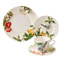 Jogo de Jantar Individual 4 Peças Serve 1 Pessoa Porcelana Flores Pássaros L'Hermitage Jogo de Jantar Individual 4 Peças Serve 1 Pessoa Porcelana Flores Pássaros L'Hermitage