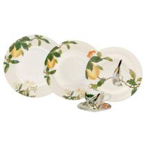 Jogo de Jantar Individual 5 Peças Serve 1 Pessoa Porcelana Flores Pássaros L'Hermitage