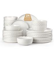 Jogo de Jantar Lareina 24 Peças Estilo Farmhouse em Stoneware Branco Jogo de Jantar Lareina 24 Peças Estilo Farmhouse em Stoneware Branco