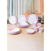 Jogo de jantar Louças pratos e xícaras 20 peças completo de cerâmica Lindas cores ENVIO IMEDIATO cor:Rosaquantidade:10