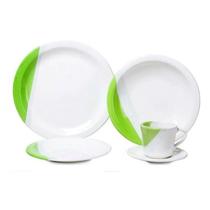 Jogo de jantar Louças pratos e xícaras 20 peças completo de cerâmica Lindas cores ENVIO IMEDIATO cor:Verdequantidade:10