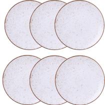 Jogo de jantar pratos fundos 6 peças porcelanas 22cm tramontina rustico marrom