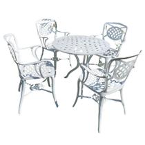 Jogo de Jardim com Mesa e 4 Cadeiras Modelo Havana Alumínio Fundido