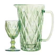 Jogo De Jarra 1 L E 6 Taças 260ml Verde Diamond Ke Home