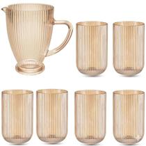 Jogo De Jarra 1,3 L E 6 Copos 460ml Âmbar Versalhes Ke Home