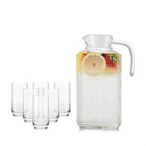 Jogo De Jarra 1,8l Com 6 Copos Light Vidro Suco Água 300ml