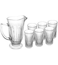 Jogo De Jarra 1l Com 6 Copos 300ml De Vidro Deli Diamante