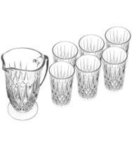 Jogo De Jarra 1l Com 6 Copos 300ml De Vidro Diamante