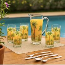 Jogo de jarra com copos Cristal Wolff Palm Tree 7 peças