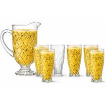 Jogo de Jarra e Copos de vidro Paris 7 peças Suco Água Ingá 1,5L