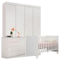 Jogo de Jogo de Quarto Infantil Old Clean MDF Roupeiro + Cômoda + Berço Mini Cama Americano - Bela Móveis Jogo de Jogo de Quarto Infantil Old Clean MDF Roupeiro + Cômoda + Berço Mini Cama Americano - Bela Móveis