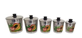 Jogo De Latas Mantimentos 5 Peças De Alumínio Pintado A Mão