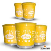 Jogo de Latas Porta Mantimentos em Alumínio, 5 unidades, 11 cores vibrantes com nome Cores:Amarelo Jogo de Latas Porta Mantimentos em Alumínio, 5 unidades, 11 cores vibrantes com nome Cores:Amarelo