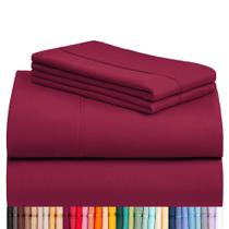 Jogo de Lençóis LuxClub Solteiro 3 Peças com Bolso Profundo 46 cm Bordô
