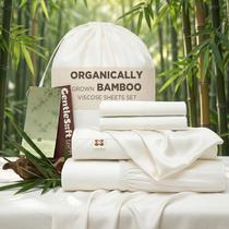 Jogo de Lençóis Queen Bedsure de Viscose de Bambu com Efeito Refrescante, Bolso de 18"