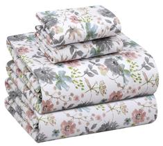 Jogo de Lençóis RUVANTI Queen 100% Algodão Percal Floral Refrescante Jogo de Lençóis RUVANTI Queen 100% Algodão Percal Floral Refrescante