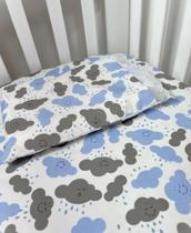 Jogo de Lençol 02 Peças Para Berço Padrão Americano - Nuvem Azul Jogo de Lençol 02 Peças Para Berço Padrão Americano - Nuvem Azul