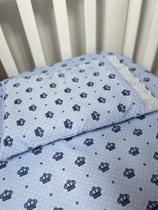 Jogo de Lençol 02 Peças Para Mini Berço - Coroinha Azul