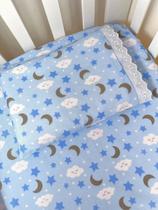 Jogo de Lençol 02 Peças Para Mini Berço - Soninho Azul