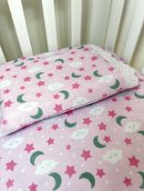 Jogo de Lençol 02 Peças Para Mini Berço - Soninho Rosa
