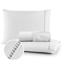 Jogo de Lençol 03 Peças 400 Fios Cama Casal Queen Micro percal Ponto Palito