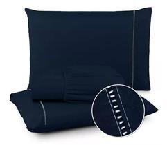 Jogo de Lençol 03 Peças 400 Fios Cama Casal Queen Micropercal Ponto Palito
