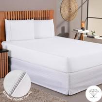 Jogo de Lençol 03 Peças 400 Fios Cama Casal Queen Micropercal Ponto Palito