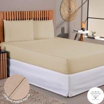 Jogo de Lençol 03 Peças 400 Fios Cama Casal Queen Micropercal Ponto Palito