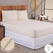 Jogo de Lençol 03 Peças 400 Fios Cama Casal Queen Micropercal Ponto Palito