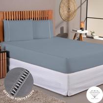 Jogo de Lençol 03 Peças 400 Fios Cama Casal Queen Micropercal Ponto Palito