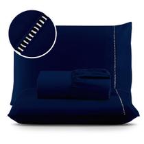 Jogo de Lençol 03 Peças 400 Fios Cama Casal Queen Percal Ponto Palito