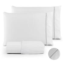 Jogo de Lençol 03 Peças 400 Fios Cama Solteiro Casal Queen King Micropercal Ponto Palito Conforto