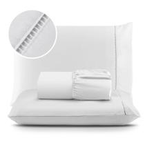 Jogo de Lençol 03 Peças 400 Fios MicroPercal Ponto Palito - Cama Solteiro Casal Queen King