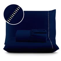 Jogo de Lençol 03 Peças 400 Fios MicroPercal Ponto Palito - Cama Solteiro Casal Queen King