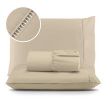 Jogo de Lençol 03 Peças 400 Fios MicroPercal Ponto Palito - Cama Solteiro Casal Queen King