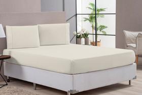 Jogo de Lençol 180 Fios Macio e Fronhas Ponto Palito Casal Queen Com Travesseiro Ortobom Lilás