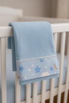 Jogo de Lençol 2 Pçs Simples com Elástico Berço Americano Céu Malha com Ponto Palito e Barrado