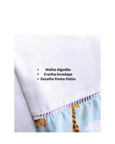 Jogo de Lençol 2 Pçs Simples com Elástico Berço Americano Safari Malha com Ponto Palito e Barrado