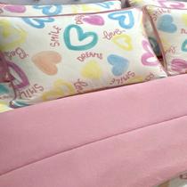 Jogo de Lençol 2 Peças Solteiro Malha 100% Algodão Brisa Love Rosa