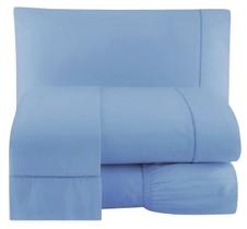Jogo de Lençol 200 Fios Percal Ponto Palito Cama Casal 4pçs Azul Jogo de Lençol 200 Fios Percal Ponto Palito Cama Casal 4pçs Azul