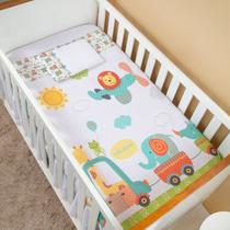 Jogo De Lençol 3 Pçs Berço Americano Bebê Menino Carrinhos